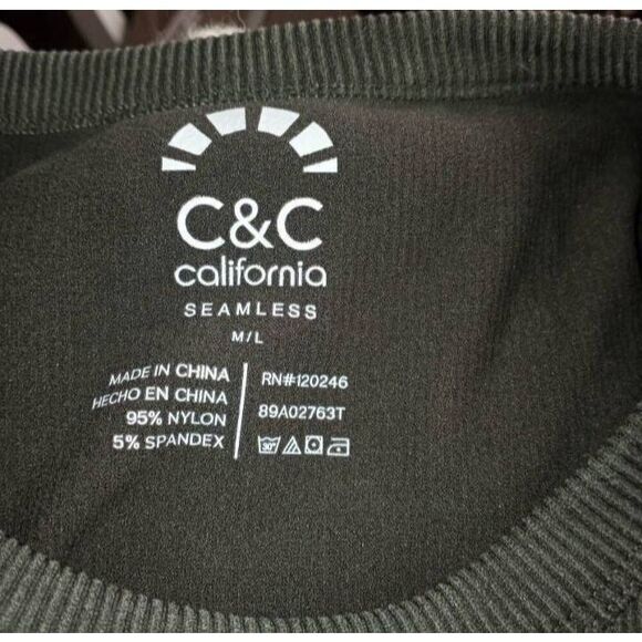 C&C CALIFORNIA ARMY GREEN RIBBED TANK TOP SZ. M/L RUNS SMALL EXCELLENT USED COND - Picture 5 of 5
